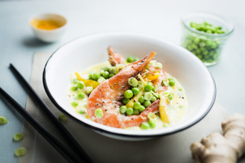 Kari s krevetami a hráškem – recept pro chytrý hrnec Tefal Cook4Me+