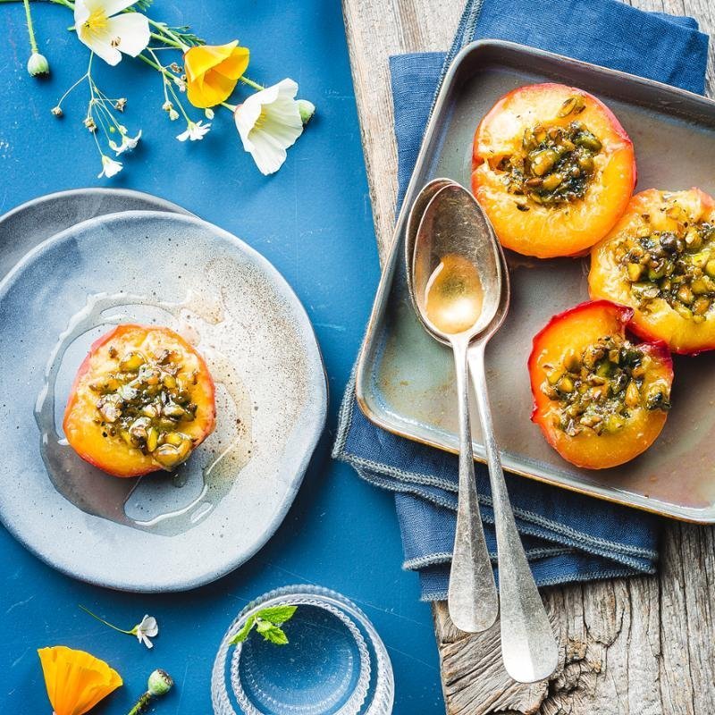 Broskve s pistáciemi – recept pro Cook4Me+