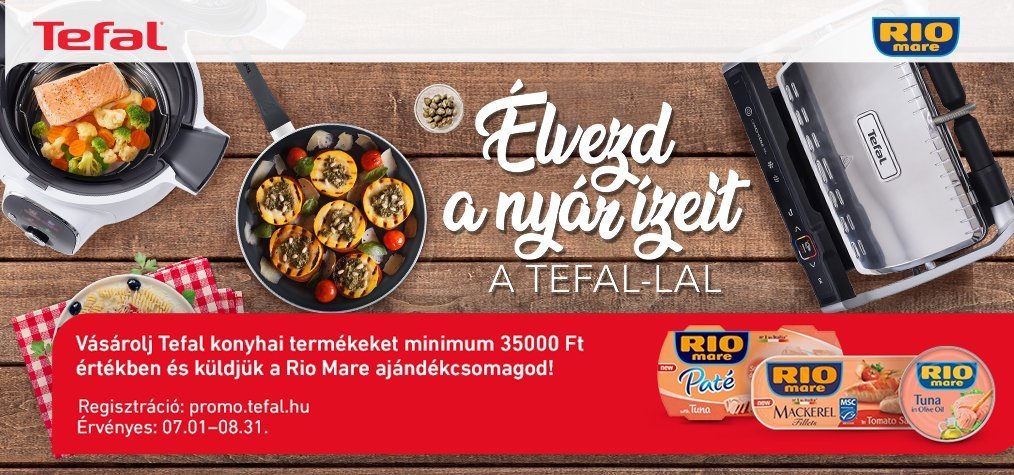 Vásárolj 35.000 Ft felett Tefal konyhai termékeket és megajándékozunk egy Rio Mare csomaggal!