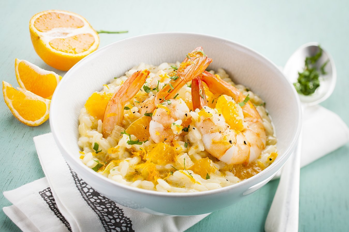 Krémové rizoto s krevetami a klementinkami – recept v chytrém multifunkčním hrnci Tefal Cook4me+