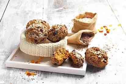 Mrkvové dortíky s rozinkami (bez lepku) – recept pro varný kuchyňský robot Tefal Click and Cook