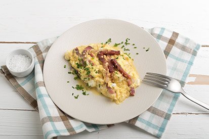 Míchaná vejce se slaninou a ricottou – recept pro varný kuchyňský robot Tefal Click and Cook