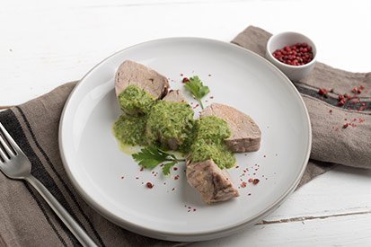 Vepřová pečeně s omáčkou z česneku a petržele – recept pro varný kuchyňský robot Tefal Click and Cook