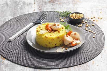 Rizoto s mušlemi sv. Jakuba a piniovými oříšky – recept pro varný kuchyňský robot Tefal Click and Cook