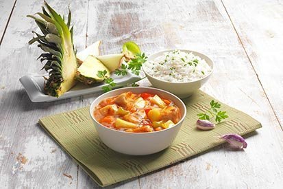 Rýže se sladkokyselým kuřetem – recept pro varný kuchyňský robot Tefal Click and Cook