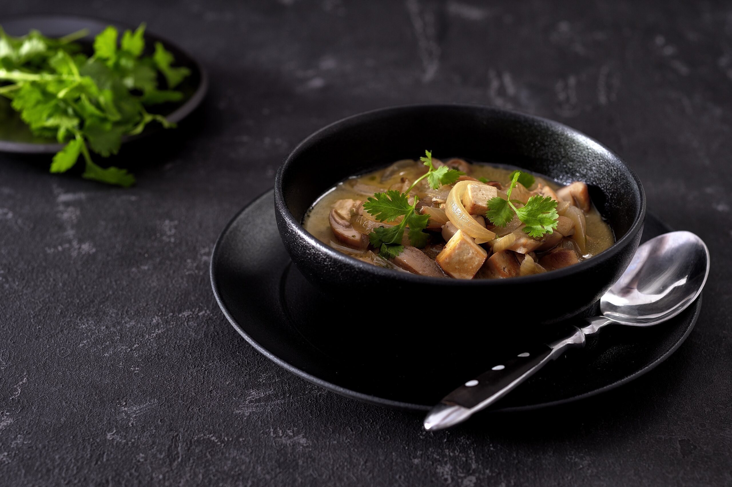 Houbová polévka / omáčka s uzeným tofu – recept od šéfkuchaře Ondřeje Slaniny v mixéru Tefal Ultrablend Cook