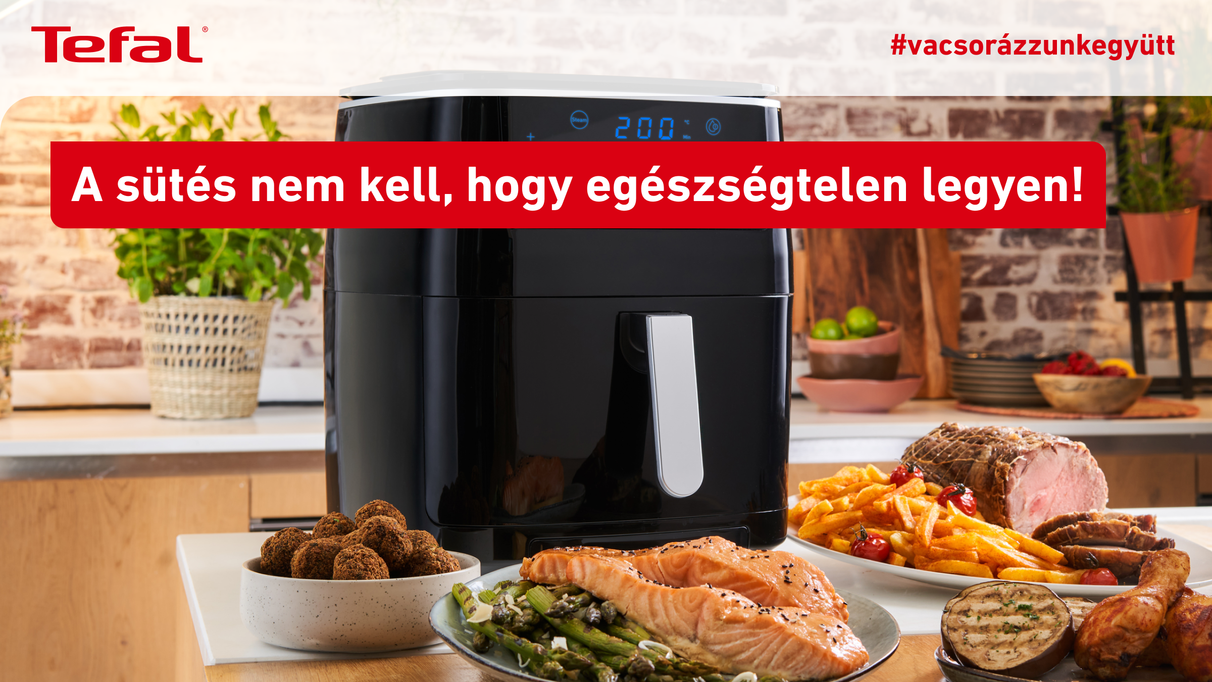 Többfunkciós főzés forrólevegős fritőzben Tefal.png