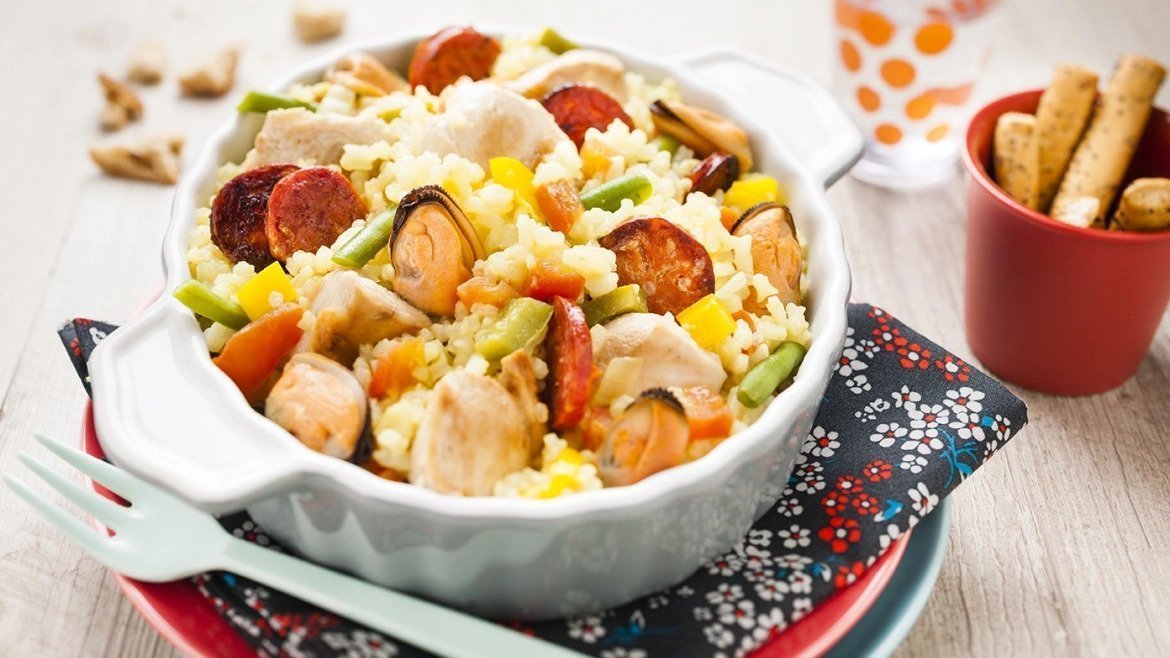 Spanyol paella keverék rizzsel – recept a Tefal Cook4me+ intelligens többfunkciós edényben