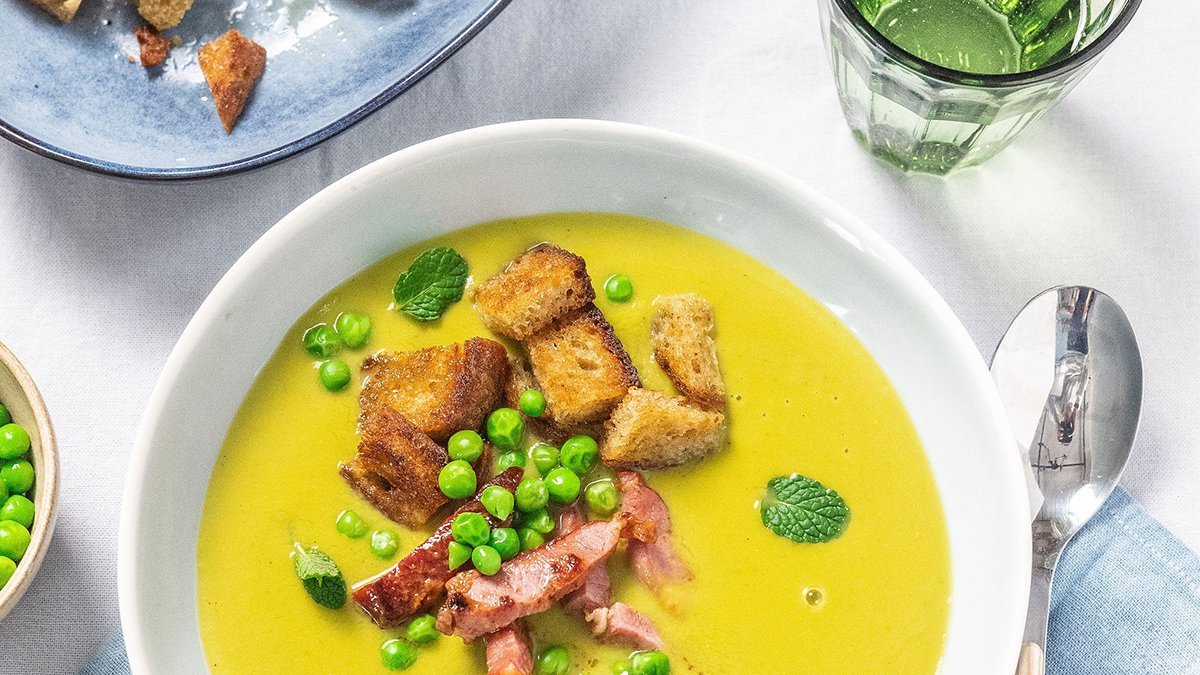 Zöldborsókrémleves sonkával és krutonnal #TefalSummerReceptek