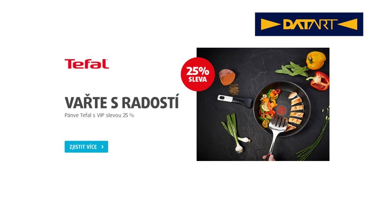 Slevy 25 % na pánve Tefal v prodejnách Datart a eshopu Datart.cz