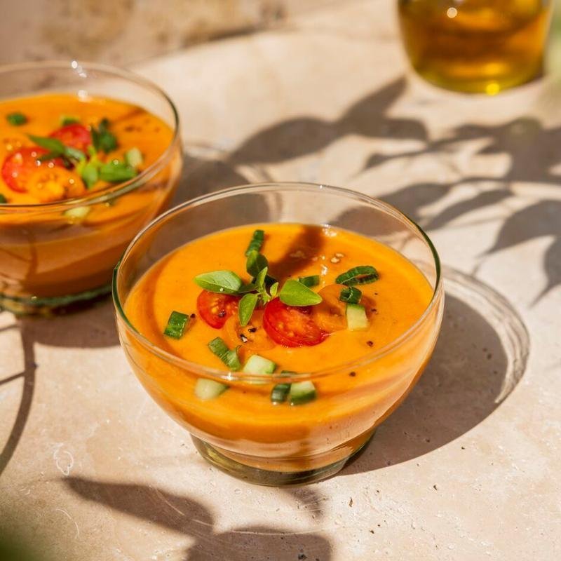 Pražená rajčata a meruňkový gaspacho – Tefal Ingenio