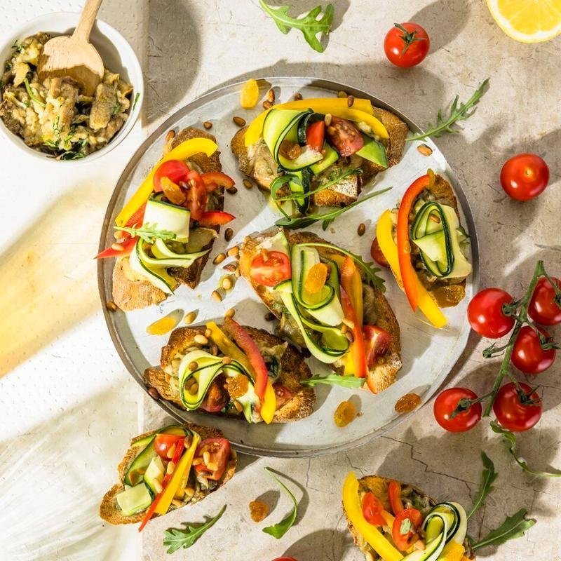 Tartinky se zeleninou a lilkovým kaviárem – Zdravá horkovzdušná fritéza 3 v 1 EASY FRY & STEAM FW201