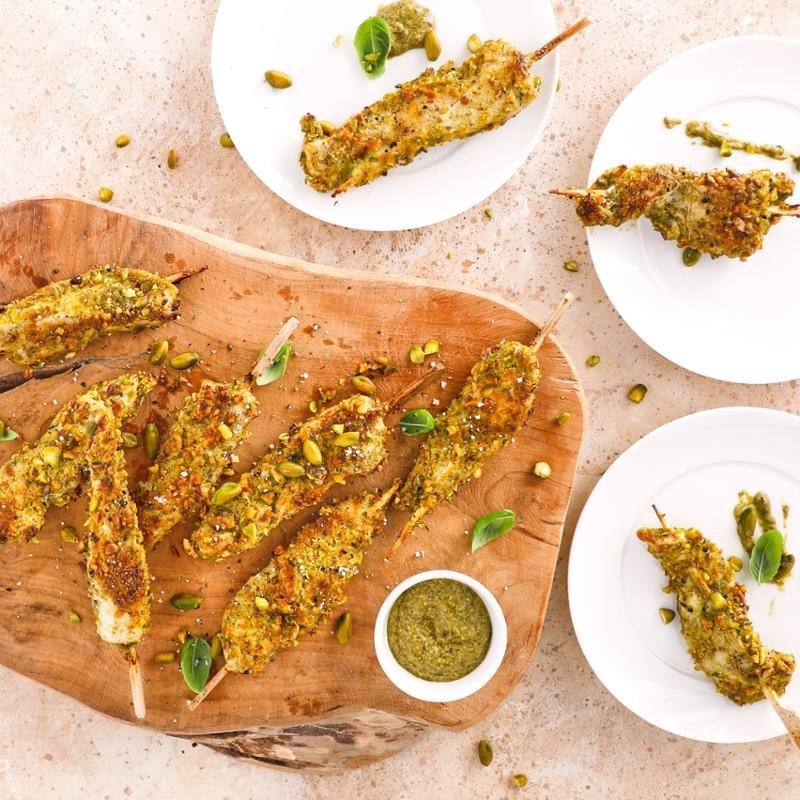 Csirke nyársak pestóval – Tefal Easy Fry & Steam forrólevegős sütő FW201